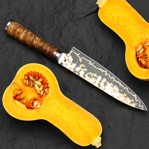Couteau de cuisine artisanal en acier damas cuivré avec motif superposé distinctif, manche personnalisé, artisanat de qualité supérieure, couteau de chef - Product Image 6