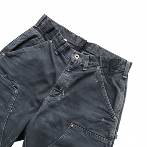 High Street Retro Black Washed Denim Shorts Men's Multi-pocket Distressed Carpenter Shorts <b>for</b> men and women - Product Image 3