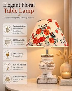 Vintage Floral Wooden Flower-Shaped <b>Table</b> Lamp Rustic <b>Green</b> <b>Bedside</b> Desk Light Decorative Home Decor - Product Image 5