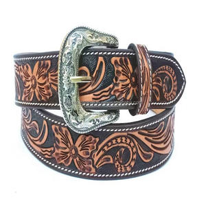 Ceinture western personnalisée usinée à la main en cuir véritable design floral ceinture d'outillage en cuir occidental robuste boucle amovible - Product Image 2