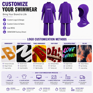 ชุดกีฬาแบบสุภาพ 3 ชิ้น คอสูง ทรงหลวม สำหรับชาวมุสลิม พร้อมฮิญาบ รับผลิตตามแบบ (OEM) ขั้นต่ำในการสั่งซื้อน้อย - Product Image 5