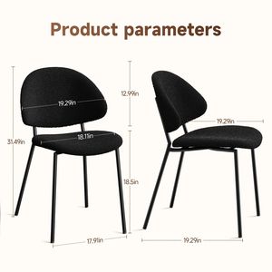 Set di 4 Sedie da Pranzo Moderne Stile Mid-Century Rivestite in Tessuto Bouclé con Schienale Curvo per Sala da Pranzo o Cucina - Product Image 3