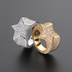Bague étoile en argent 925 avec diamant de laboratoire pour homme, bague statement étoile à cinq branches glacée, bijoux de luxe tendance, cadeau pour homme, style audacieux - Product Image 4