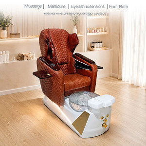 Sillón Profesional de Pedicura Acolchado en Cuero Rojo, Multifuncional, con Asiento Amplio y Cómodo para Masajes, Mueble para Salón de Belleza y Spa de Pies - Product Image 1