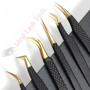 Pince à épiler professionnelle noire en acier inoxydable pour extensions de cils, haute précision, antistatique, applicateur pour cils volumineux - Product Image 1