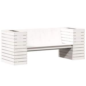 Macetas Medianas de Madera de Pino Sólido Blanco y Banco de Patio, Muebles Elegantes para Exteriores - Product Image 2