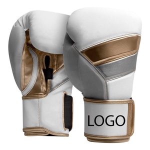 Guantes de Boxeo de Cuero Blanco con Cordones, Correa de Muñeca Ajustable, Unisex para Adultos, Equipo de Entrenamiento, Logotipo Personalizable con Transferencia Térmica - Product Image 1