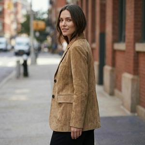 <b>Women</b>’s <b>Brown</b> Genuine Suede Blazer – Vintage Style Suede <b>Jacket</b> - Gift For Her - Product Image 1