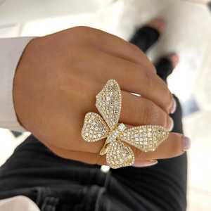 Bague Cocktail Papillon en Diamant de Laboratoire Personnalisée Or Massif 14K 18K Coupe Asscher Ronde Bague Statement Prix B2B OEM ODM Vente en Gros - Product Image 2