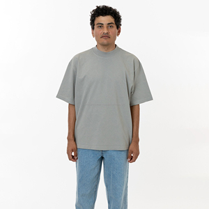T-shirt en coton noir surdimensionné pour homme, col rond, manches courtes, couleur unie, jersey tricoté, coupe classique, longueur normale - Product Image 3