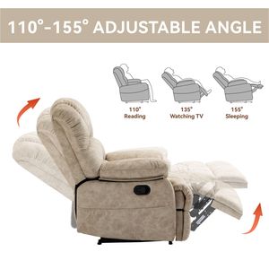 Poltrona Reclinabile Manuale Grande Beige per Soggiorno, Comoda in Tessuto - Product Image 5