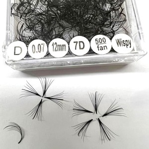 Extensions de cils pré-faits tendance, effet wispy 5D/7D/9D, faits à la main, naturels, longs, noir mat, en fibres synthétiques PBT, logo personnalisé - Product Image 5