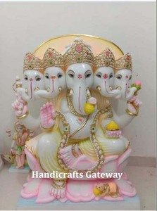 Exporter Of Marble Handicrafts Item, Marble <b>Gold</b> Painted Ganesh - Product Image 6