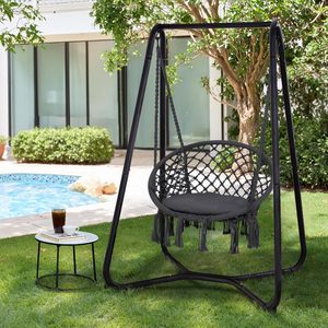 Stylish Hanging <b>Swing</b> Chair in Aluminum <b>Frame</b> with Cushions Weather-Proof <b>for</b> Balcony Garden Indoor Outdoor Seating - Product Image 1