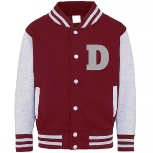 Veste universitaire noire et rouge pour homme, col rabattu, boutonnée, décontractée, pour l'automne, coupe classique, motif lettre O imprimée - Product Image 4