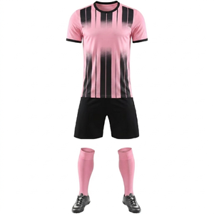 Light Pink Black Printed Soccer Jersey Breathable Quick Dry Athletic Fit All Season High Quality Football Adult Size Short - Product Image 1