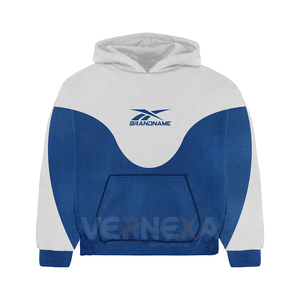 100% Cotton Unisex Color Blocking Tracksuit Hooded Full Sleeve Drawstring Pants Sun Fade Sweatsuit Casual Autumn Street Wear - Product Image 2
