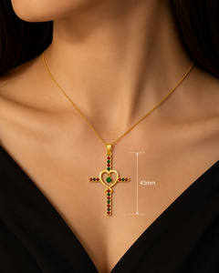 <b>Cross</b> 925 Sterling Silver 18k Gold Plated Handmade Dainty Gemstone Pendant <b>Chain</b> Necklace For Women Jewelry - Product Image 3