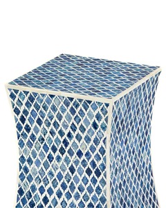 Mesa Auxiliar Artesanal con Incrustaciones de Hueso y Detallado Motivo Floral, Mesita de Noche Decorativa para Sala de Estar - Product Image 6
