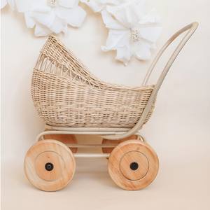 Cochecito de muñecas de ratán a precio económico, juguete de juego de roles para niños, elegante cochecito de muñecas, carrito tejido para muñecas. - Product Image 2