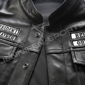 Chaleco de Motociclismo de Cuero Genuino de Alta Calidad, Chaleco de Cuero al Por Mayor a Precio Económico con Servicio OEM, Elegante - Product Image 3