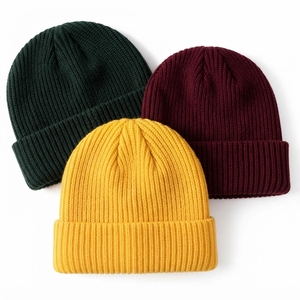 Custom Rib Knit Cuffed Beanie <b>Winter</b> Warm Acrylic Knit Hat OEM ODM Logo Embroidery Folded Cuff Skull <b>Cap</b> <b>for</b> <b>Men</b> Women - Product Image 3