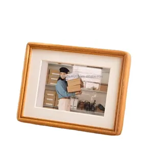 Cadre photo en teck massif naturel taille de 4 "à 10" cadre photo rustique en bois dur suspendu debout cadeau de pendaison de crémaillère décor à la maison