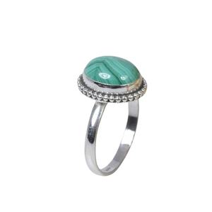 Élégant Forme Ronde Malachite Gemme Solide 925 Bague En Argent Sterling Vert Gemstone Fine Jewellery Bague En Argent Pour Cadeau - Product Image 1