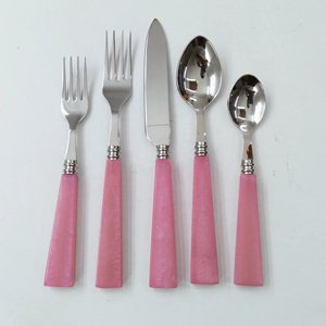 <b>Mirror</b> Polished Metal Food Safe Flatware Set in Green Resin Handle for Home & Hotels Dinnerware <b>Tabletop</b> Cutlery Sets - Product Image 2