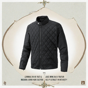 Autumn Winter <b>Slim</b> <b>Fit</b> <b>Jacket</b> Men Casual Korean Style Stand Collar Rhombus Design Plus Size Breathable Eco-Friendly Front Thin - Product Image 2