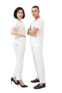 Ensemble de blouses médicales unisexes blanches de qualité supérieure – Tissu extensible WFX-CVC avec technologie de détection d'aiguilles pour les professionnels de la santé - Product Image 4