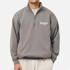 เสื้อสเวตเชิ้ตผ้าฟลีซแบบซิปครึ่งตัวสำหรับผู้ชาย เสื้อสเวตเชิ้ตผ้าฟลีซแบบซิปครึ่งตัวสำหรับผู้ชาย มีโลโก้ด้านหน้า ทรงปกติ - Product Image 1