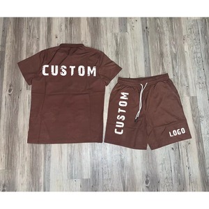 Ensembles d'été 2 pièces pour hommes, décontractés et respirants, style streetwear, avec short et t-shirt à manches courtes boutonné, survêtement universitaire - Product Image 5