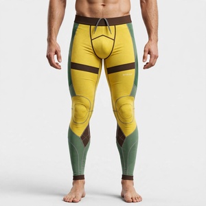 Leggings de compression pleine longueur personnalisables pour hommes, en Spandex et Nylon, avec taille à cordon de serrage, pour le sport et le fitness - Product Image 1