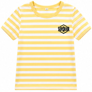 Camiseta de Manga Corta con Cuello Redondo y Logotipo Personalizado para Niñas, Tejida en Algodón Suave, Ropa Casual Infantil, Fabricante Mayorista - Product Image 1