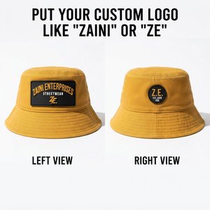 Sombrero de Pescador Premium de Sarga de Algodón de 280 GSM, Amarillo Dorado, con Logotipo Personalizado en Parche de Goma, Estilo Urbano, Casual, Protección Solar, Transpirable - Product Image 1