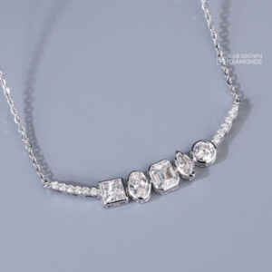 Colgante de Diamante Cultivado en Laboratorio con Corte Esmeralda, Marquesa, Ovalado, Princesa y Redondo, en Plata S925, Metal Blanco, de Lujo para Mujer, Claridad EF, Regalo - Product Image 3