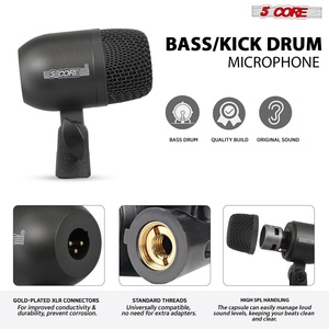 Kit de Micrófonos de Batería de 5 Núcleos, 7 Piezas, Micrófonos de Batería Totalmente Metálicos, Tom/Snare y Platillos, Juego de Micrófonos con Cable para Instrumentos de Percusión - Product Image 2