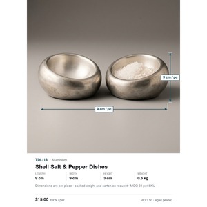 Platos Minimalistas para Sal y Pimienta de Aluminio Fundido en Arena, Acabado en Estaño Envejecido, Decoración para el Hogar, WB Inc India - Product Image 4