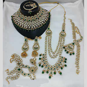 Gold Plated Kundan Stone and <b>Beads</b> Bridal <b>Set</b> 10574005 Fine Jewelry Collection - Product Image 1