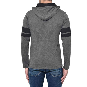 Sudadera con Capucha Gris para Hombre, Manga Larga, Corte Regular, Informal, Tejida, de Poliéster, Color Sólido, para Otoño - Product Image 2
