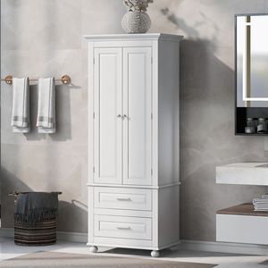 Mobiletto Alto a Due Cassetti per Bagno/Ufficio, Organizzatore da Scrivania e Cassettiera - Product Image 1