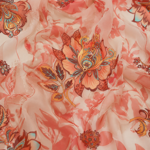 Tela de Seda Estampada Floral 100% Orgánica, Ecológica, Ligera, Chifón Transparente para Vestidos, Chales, Prendas de Boda - Product Image 2