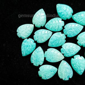 Amazonita natural tallada en forma de hoja, piedra preciosa de 14 mm y 10 mm, amazonita tallada suelta para la fabricación de joyas, precio al por mayor, suministro a granel. - Product Image 2