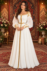 Caftan marocain luxueux Royal Grace, broderie à la main, travail de perles, travail au fil de soie, velours prune, longueur maxi, col en V, long, musulman - Product Image 5