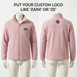 Chaqueta Polar Premium de 240g para Hombre, Larga y Delgada, Casual, para Correr, Diseño con Paneles en Verde Oliva, Logotipo Personalizado Impreso, Cierre Completo - Product Image 1