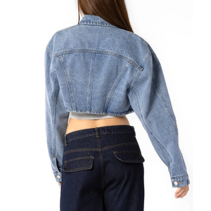 High premium High Quality Wholesale Clothing Manufacturer Crop <b>Denim</b> <b>Jacket</b> For Women New Fashion Women <b>Cropped</b> Jean <b>Jackets</b> - Product Image 5