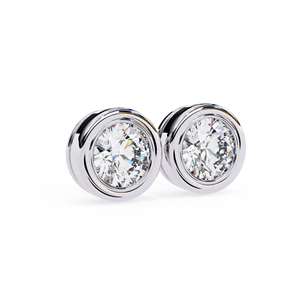 Round Cut Moissanite Stud <b>Earrings</b> 2.5 CT Each 14K Solid Gold Bezel Set 7x7 mm Luxury Unisex Jewelry - Product Image 3