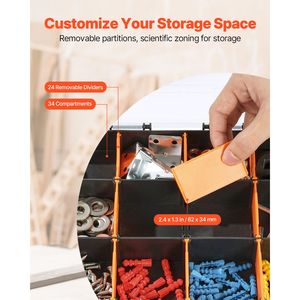 Organizer per Attrezzi a 34 Scomparti, Scatola Portaoggetti con 24 Divisori Rimovibili in PP, Contenitore per Minuteria e Attrezzatura da Pesca - Product Image 2
