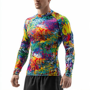 Camiseta Deportiva Sublimada Personalizada para Hombre, Camiseta de Manga Larga de Compresión de Alta Calidad, Camiseta Deportiva Estampada para Natación y Playa - Product Image 5